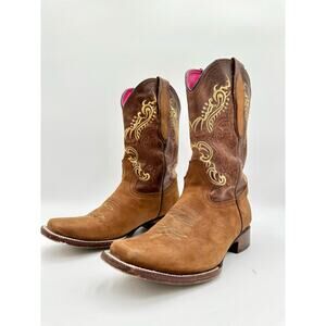 Chaparal Brown Cowgirl Western Boots Square Toe Embroidered Women's 9